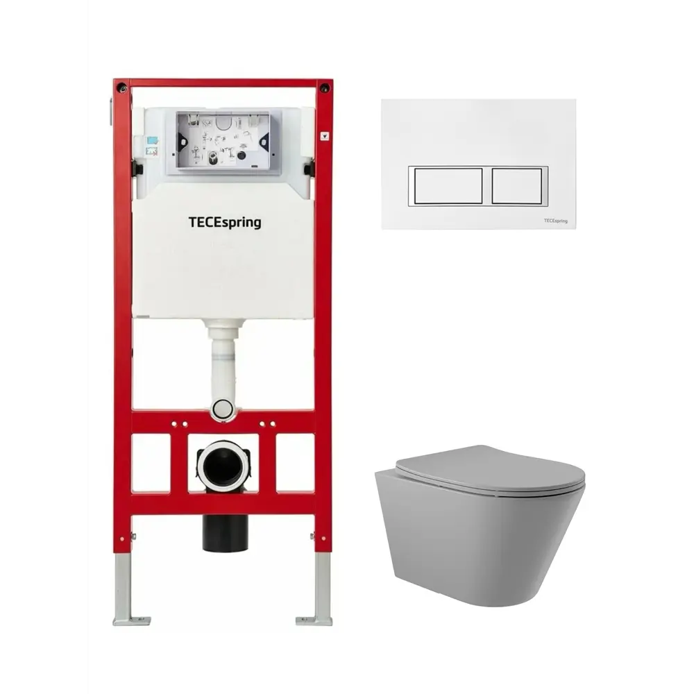 Фото 4 Комплект инсталляция и унитаз: инсталляция TECEspring S955203CV2130 с прямоугольными кнопками белый унитаз ADT Vortex Торнадо Soft-Close конус