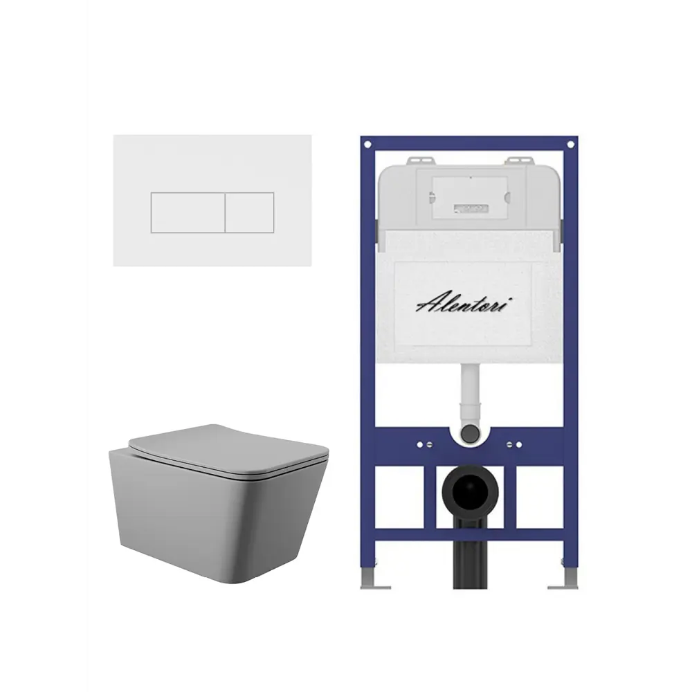 Фото 4 Комплект инсталляция и унитаз: инсталляция Alentori Sistema 52 AL.SIS11T клавиша CHIAVE H бел AL.CHI018WM унитаз Vortex Торнадо Soft-Close квадрат