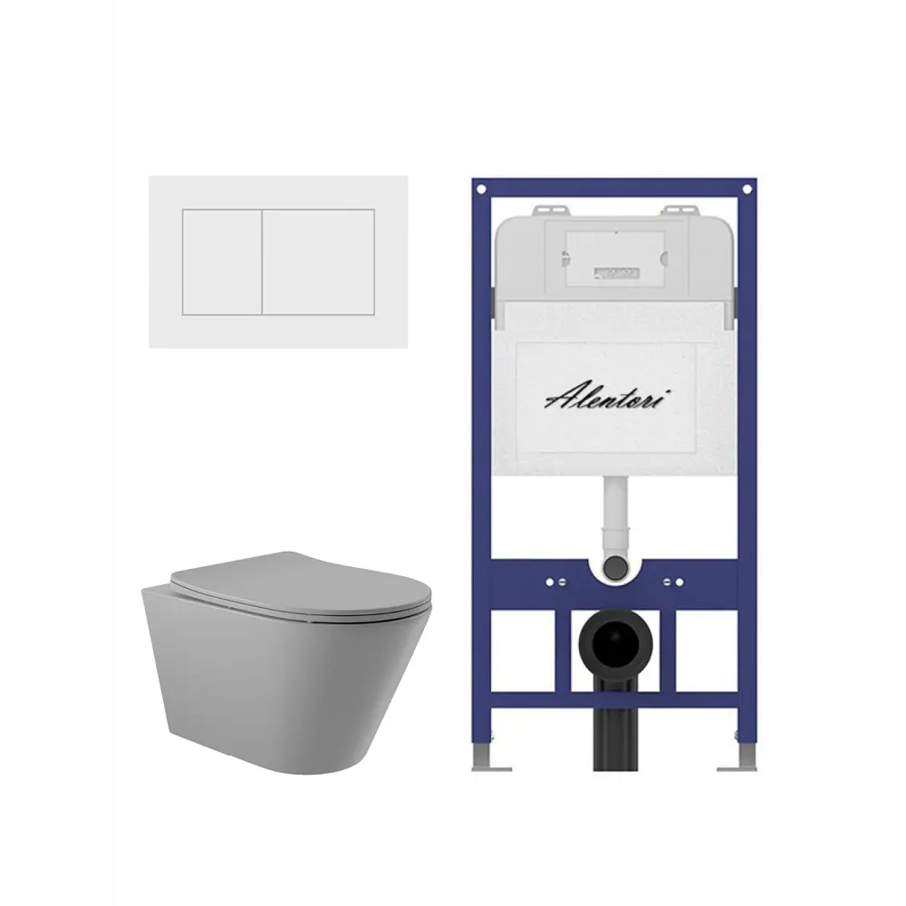 Фото 4 Комплект инсталляция и унитаз: инсталляция Alentori Sistema 52 AL.SIS11T клавиша CHIAVE A белый AL.CHI020WM унитаз Vortex Торнадо Soft-Close конус