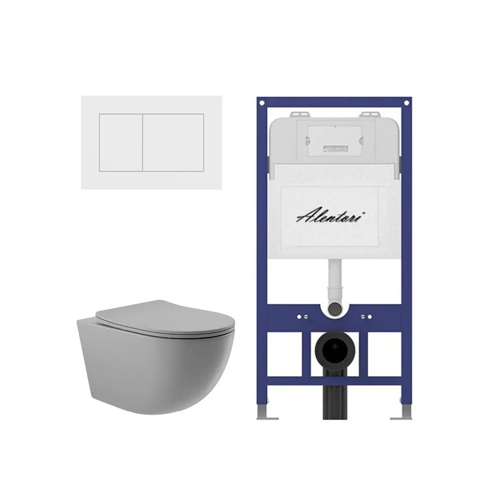Фото 4 Комплект инсталляция и унитаз: инсталляция Alentori Sistema 52 AL.SIS11T клавиша CHIAVE A белый AL.CHI020WM унитаз Vortex Торнадо Soft-Close овал
