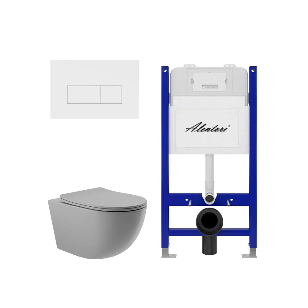 Фото 4 Комплект инсталляция и унитаз: инсталляция Alentori Sistema 50 AL.SIS33T клавиша CHIAVE H белый AL.CHI018WM унитаз Vortex Торнадо Soft-Close овал