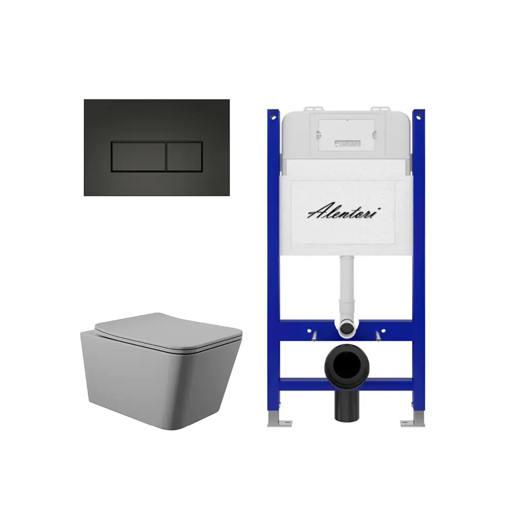 Фото 4 Комплект инсталляция и унитаз: инсталляция Alentori Sistema 50 AL.SIS33T клавиша CHIAVE H черн AL.CHI203BM унитаз Vortex Торнадо Soft-Close квадрат