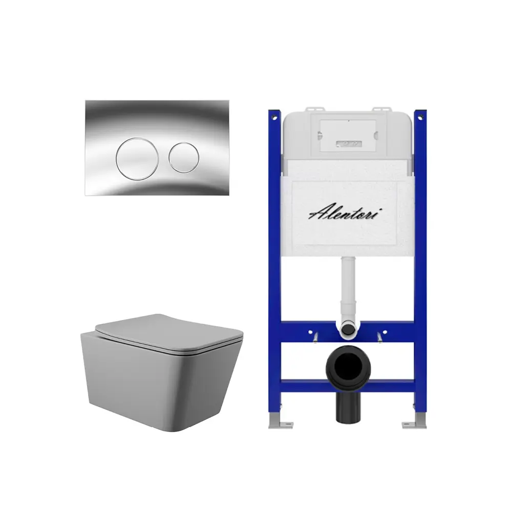 Фото 4 Комплект инсталляция и унитаз: инсталляция Alentori Sistema 50 AL.SIS33T клавиша CHIAVE L хром AL.CHI102CH унитаз Vortex Торнадо Soft-Close квадрат