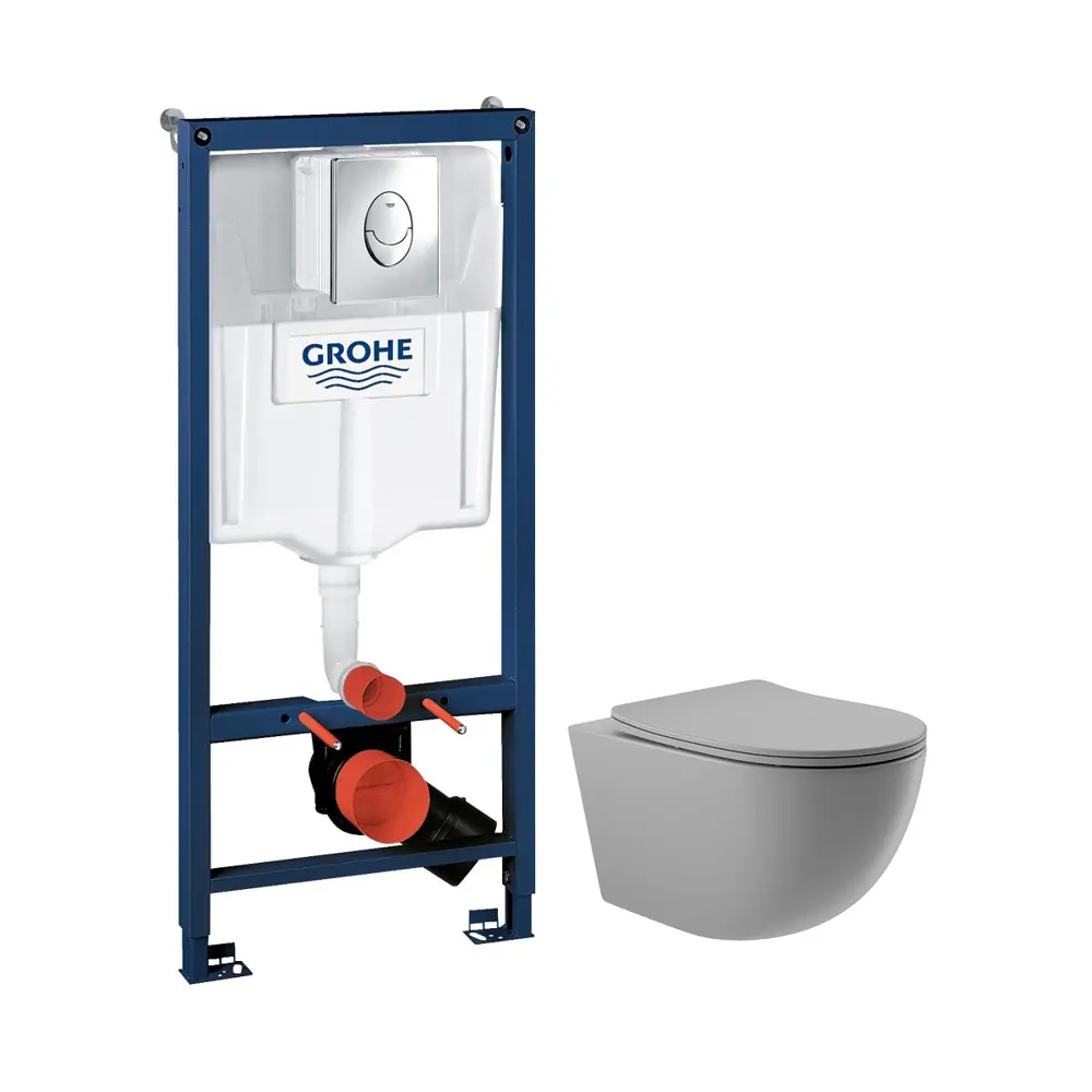 Фото 4 Система инсталляции для унитаза Grohe Rapid SL 38721001OV2130A клавиша Skate Air 3 режима 3-в-1 унитаз Vortex Торнадо Soft-Close форма овал