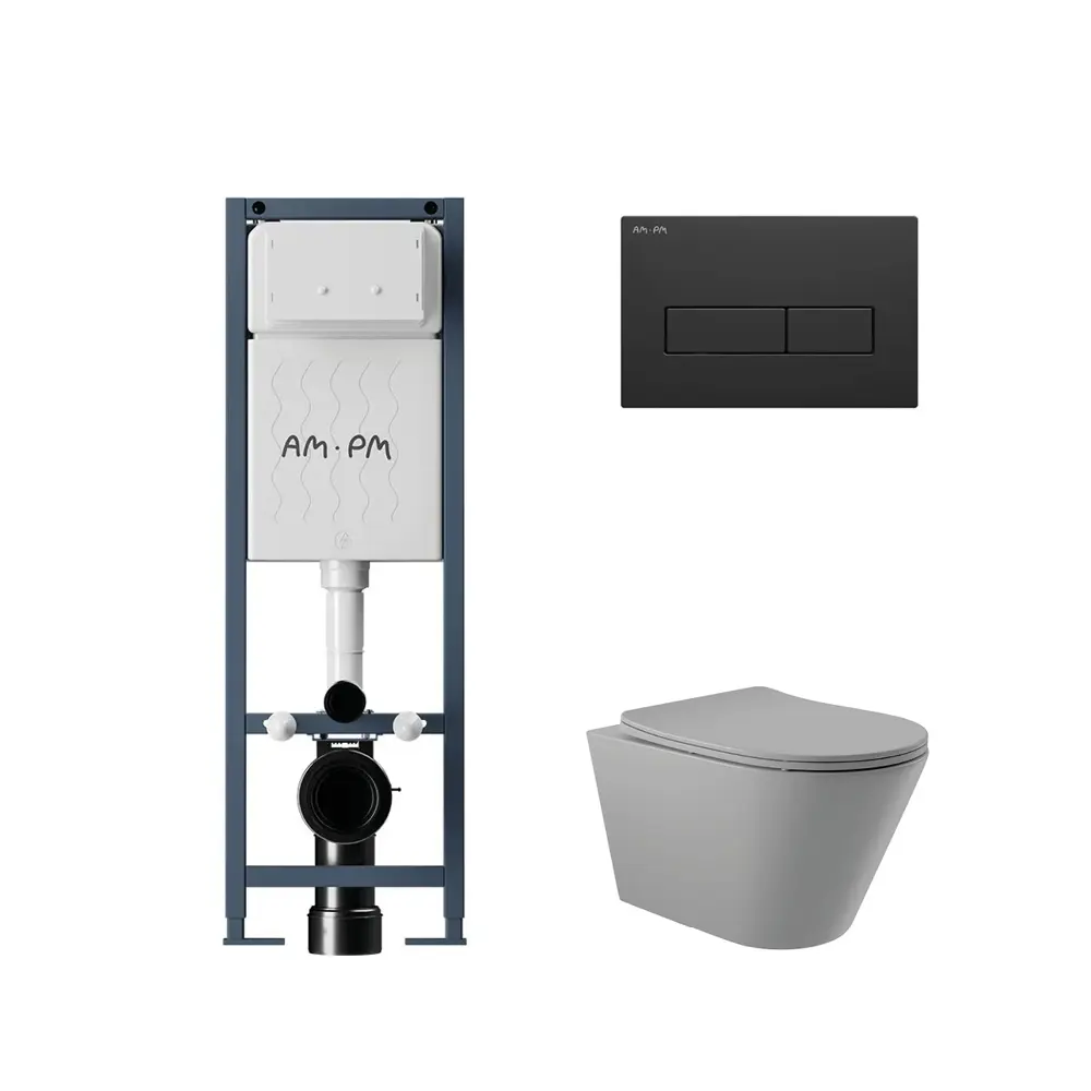 Фото 4 Комплект инсталляция и унитаз: инсталляция Am.pm I012711.0338CV2130 ErgoFit, клавиша ErgoFit M черный, унитаз Vortex Торнадо Soft-Close конус Фото 4 Комплект инсталляция и унитаз: инсталляция Am.pm I012711.0338CV2130 ErgoFit, клавиша ErgoFit M черный, унитаз Vortex Торнадо Soft-Close конус