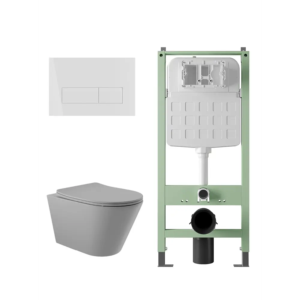 Фото 4 Комплект инсталляция и унитаз: инсталляция Alentori Sistema ALS.SIS1102.WHCV2130, кнопка белый унитаз Vortex Торнадо Soft-Close конус