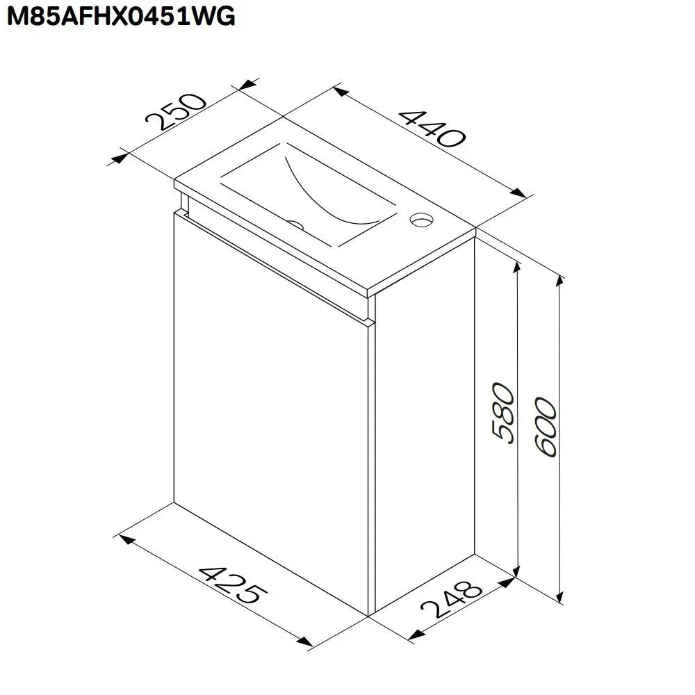 Фото 10 Тумба под раковину Am.pm M85AFHX0451WG X-Joy подвесная 45 см 1 дверца белый