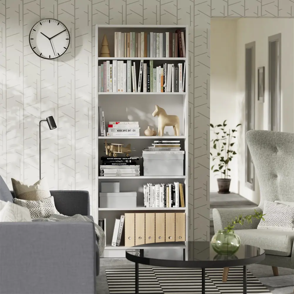 Фото 3 Стеллаж Beneli Тинтон 5 полок 79.8x202.2x28 см ЛДСП цвет белый