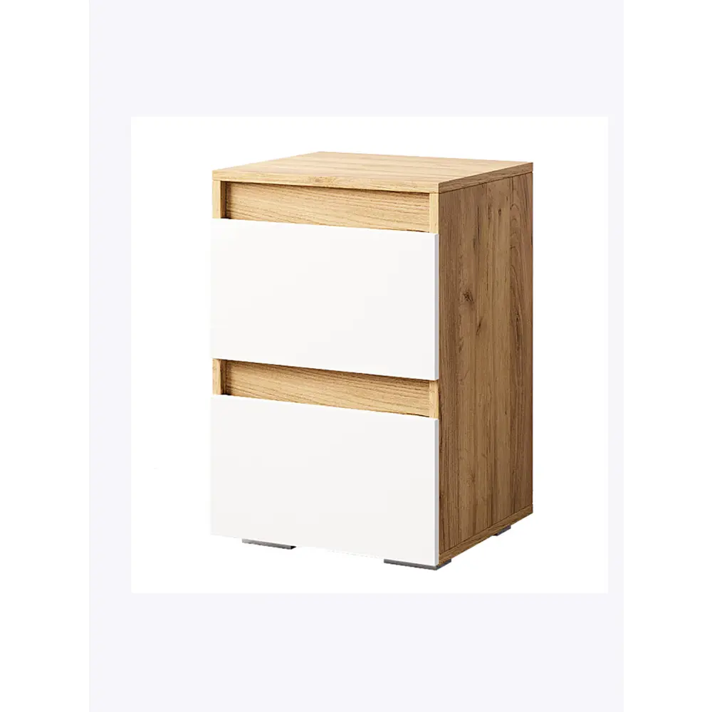 Фото Тумба офисная МС Селфи 2 ящика 40.2x37.2x59.8 см ЛДСП цвет белый/дуб крафт золотой