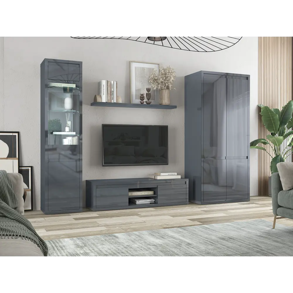 Фото 3 Комод Beneli Спейс 3 ящика 133.5х40х76 см ЛДСП цвет серый глянец Фото 3 Комод Beneli Спейс 3 ящика 133.5х40х76 см ЛДСП цвет серый глянец