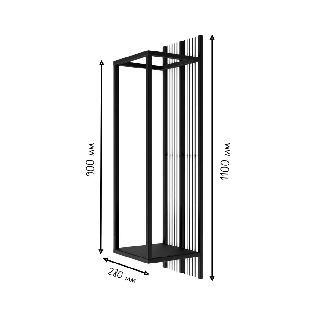 Фото 3 Дровница Профметстиль Нота 1079 металл 30x30x110 см черный Фото 3 Дровница Профметстиль Нота 1079 металл 30x30x110 см черный