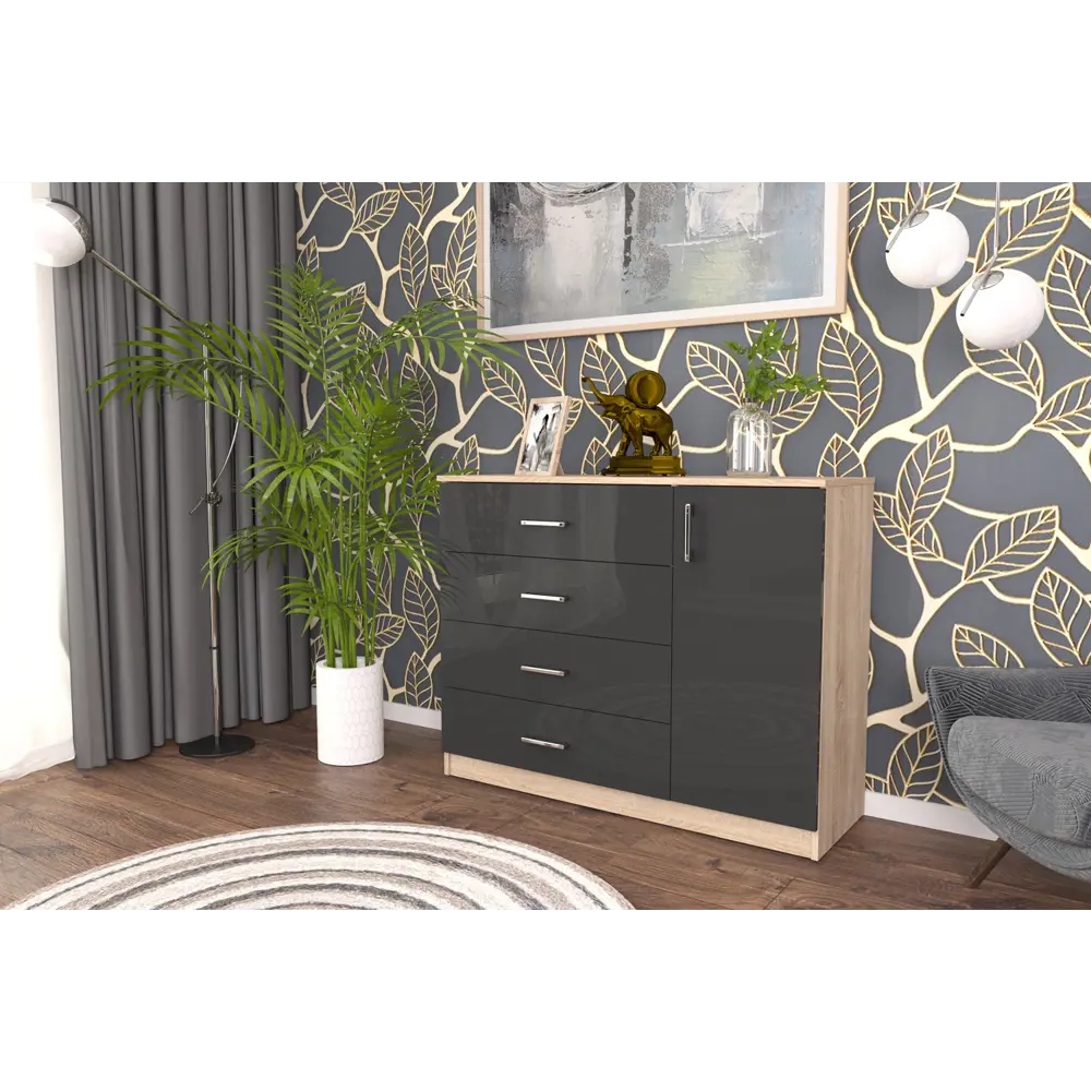 Фото 3 Комод Furnistyle 10688 5 ящиков 115x40x90 см ЛДСП цвет разноцветный Фото 3 Комод Furnistyle 10688 5 ящиков 115x40x90 см ЛДСП цвет разноцветный