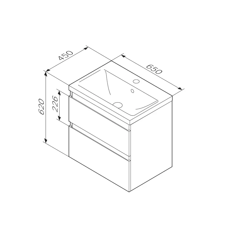 Фото 10 Тумба для раковины Am.pm M85AFHX0652BM X-Joy подвесная 65 см 2 ящика цвет черный матовый