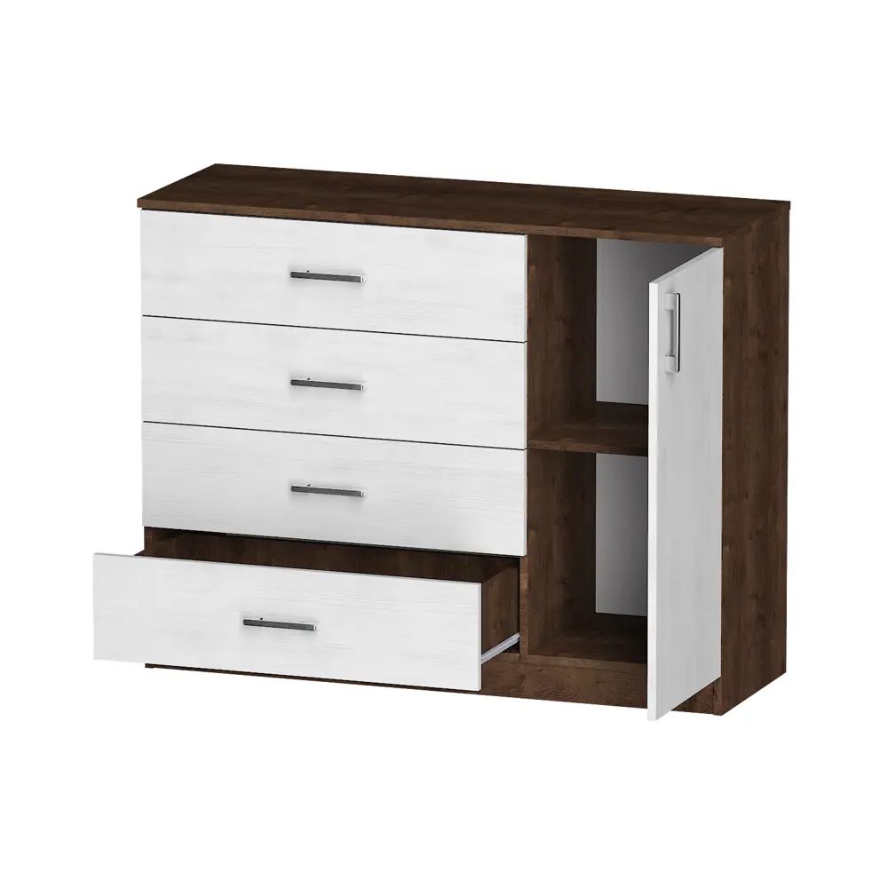 Фото 5 Комод Furnistyle Лайф лкм-03 3 ящика 115x40x90 см ЛДСП цвет дуб коричневый табак/светлое дерево Фото 5 Комод Furnistyle Лайф лкм-03 3 ящика 115x40x90 см ЛДСП цвет дуб коричневый табак/светлое дерево