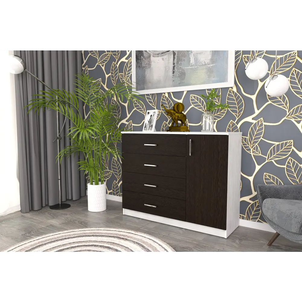 Фото 3 Комод Furnistyle Лайф лкм-03 3 ящика 115x40x90 см ЛДСП цвет светлое дерево/венге Фото 3 Комод Furnistyle Лайф лкм-03 3 ящика 115x40x90 см ЛДСП цвет светлое дерево/венге