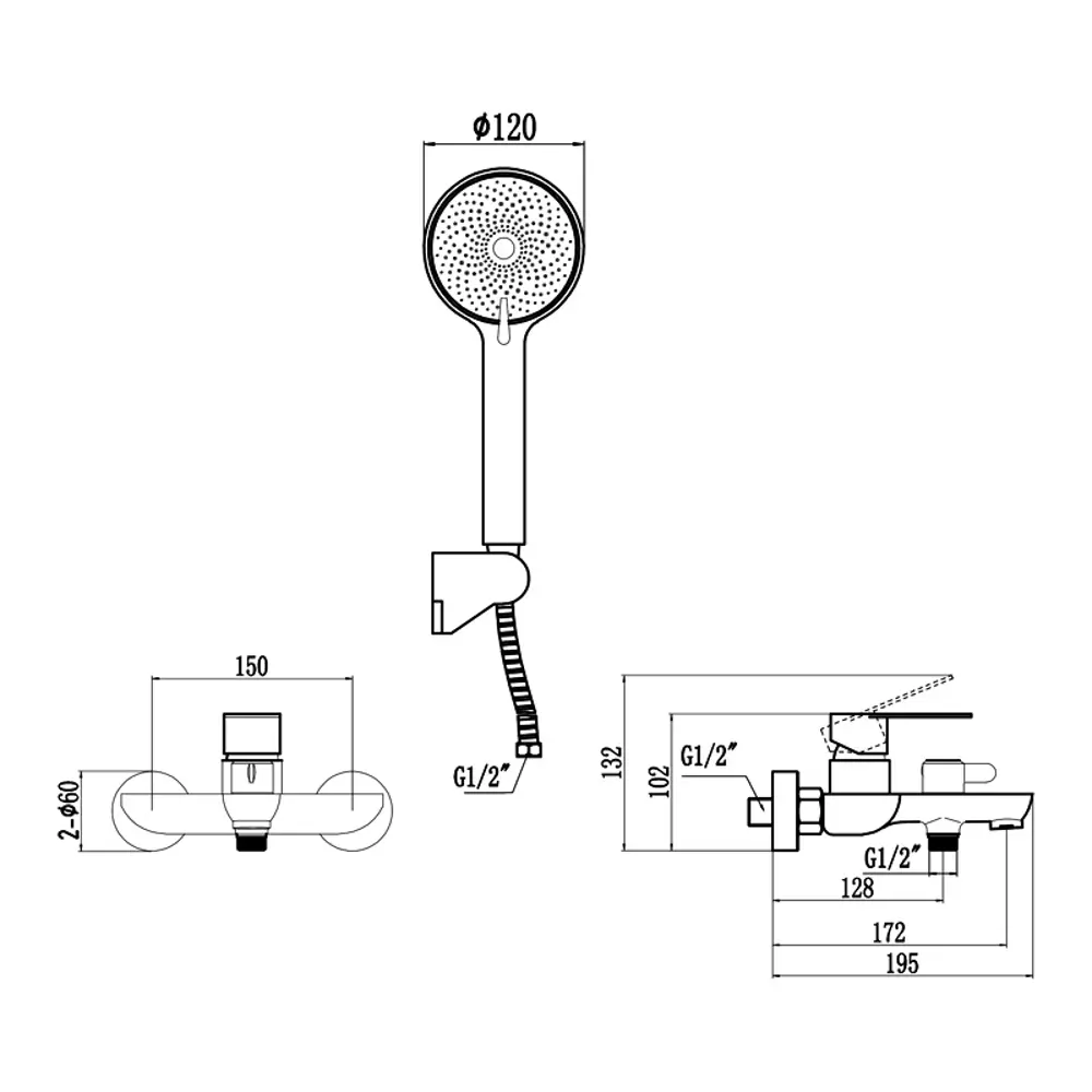 Фото 2 Смеситель для ванны Fmark FS8803Q-LM цвет графит