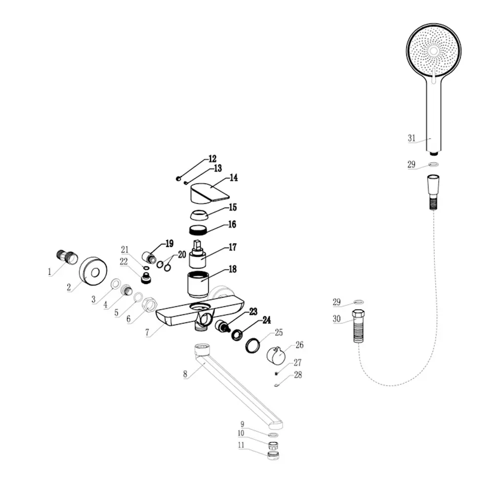 Фото 3 Смеситель для ванны Fmark FS8824Q-LM цвет графит Фото 3 Смеситель для ванны Fmark FS8824Q-LM цвет графит