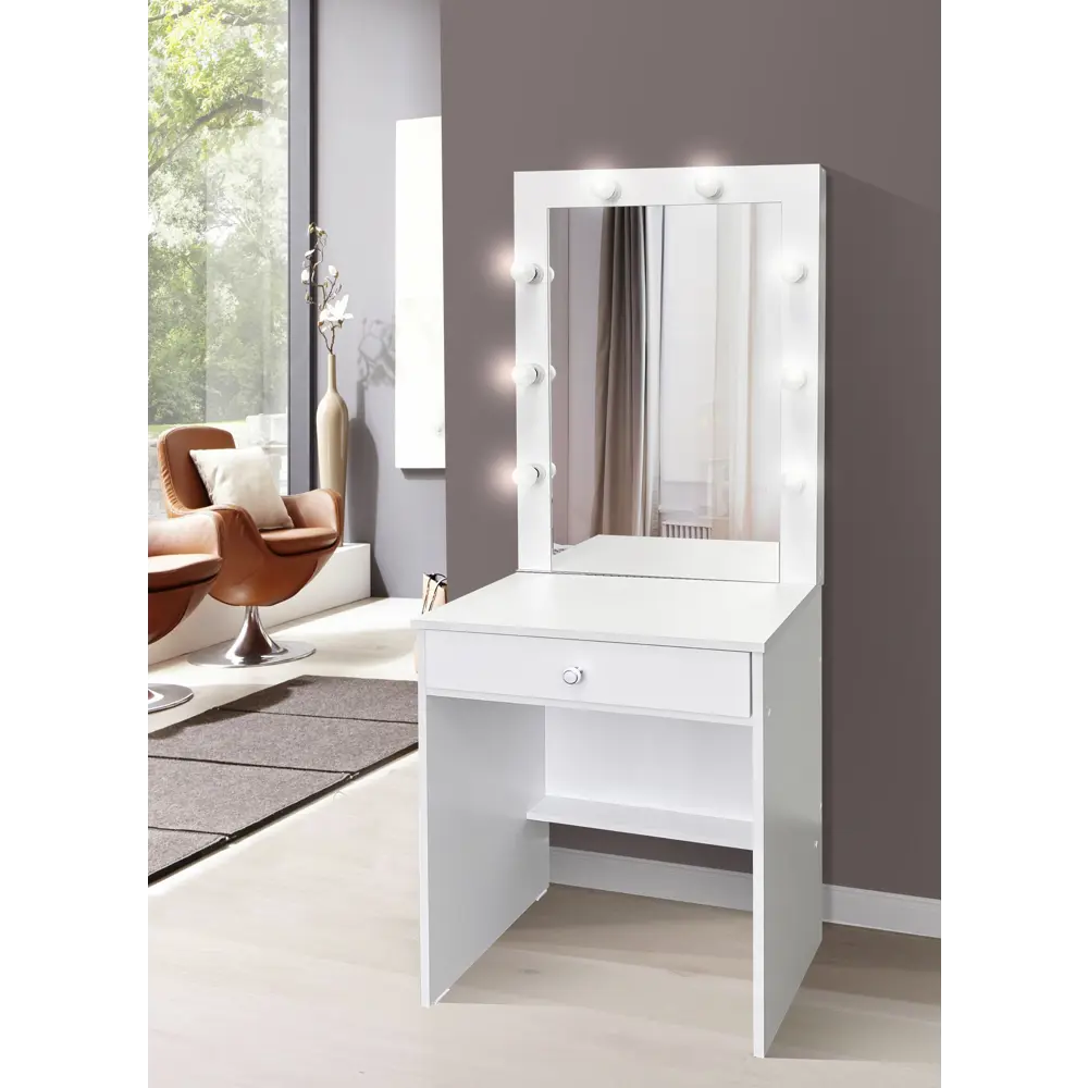 Фото Стол туалетный Мебельный двор ТС-8 60x155x39 см ЛДСП цвет белый Фото Стол туалетный Мебельный двор ТС-8 60x155x39 см ЛДСП цвет белый