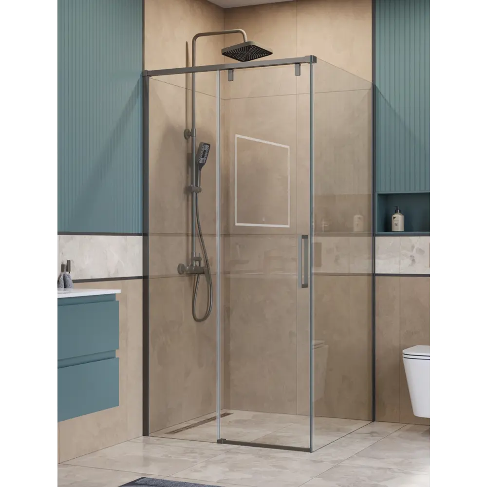 Фото 2 Душевой уголок BelBagno SOFT_CLOSE-1-A-1-100-C-GM профиль никель Фото 2 Душевой уголок BelBagno SOFT_CLOSE-1-A-1-100-C-GM профиль никель