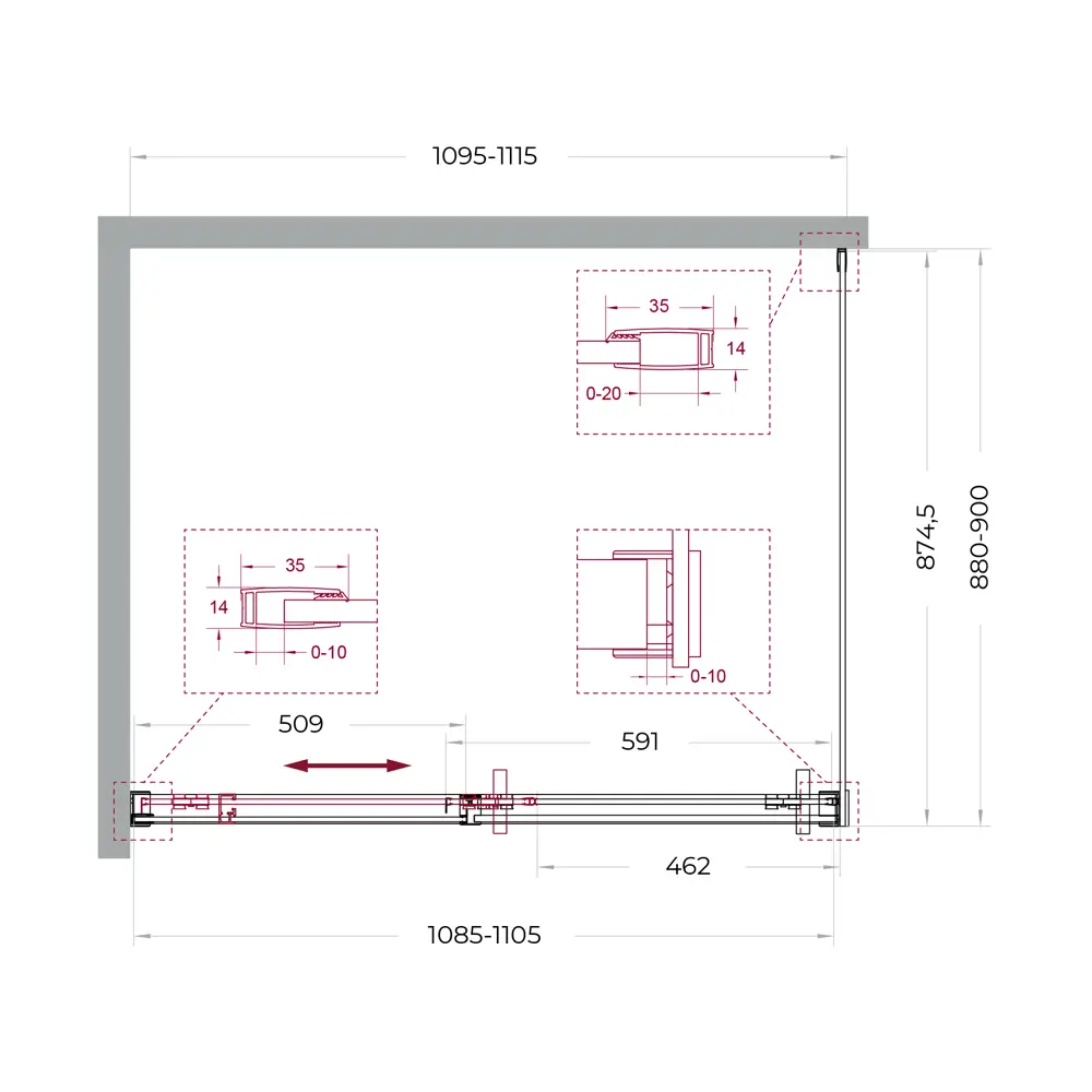 Фото 8 Душевой уголок BelBagno SOFT_CLOSE-1-AH-1-110/90-C-Cr профиль хром Фото 8 Душевой уголок BelBagno SOFT_CLOSE-1-AH-1-110/90-C-Cr профиль хром