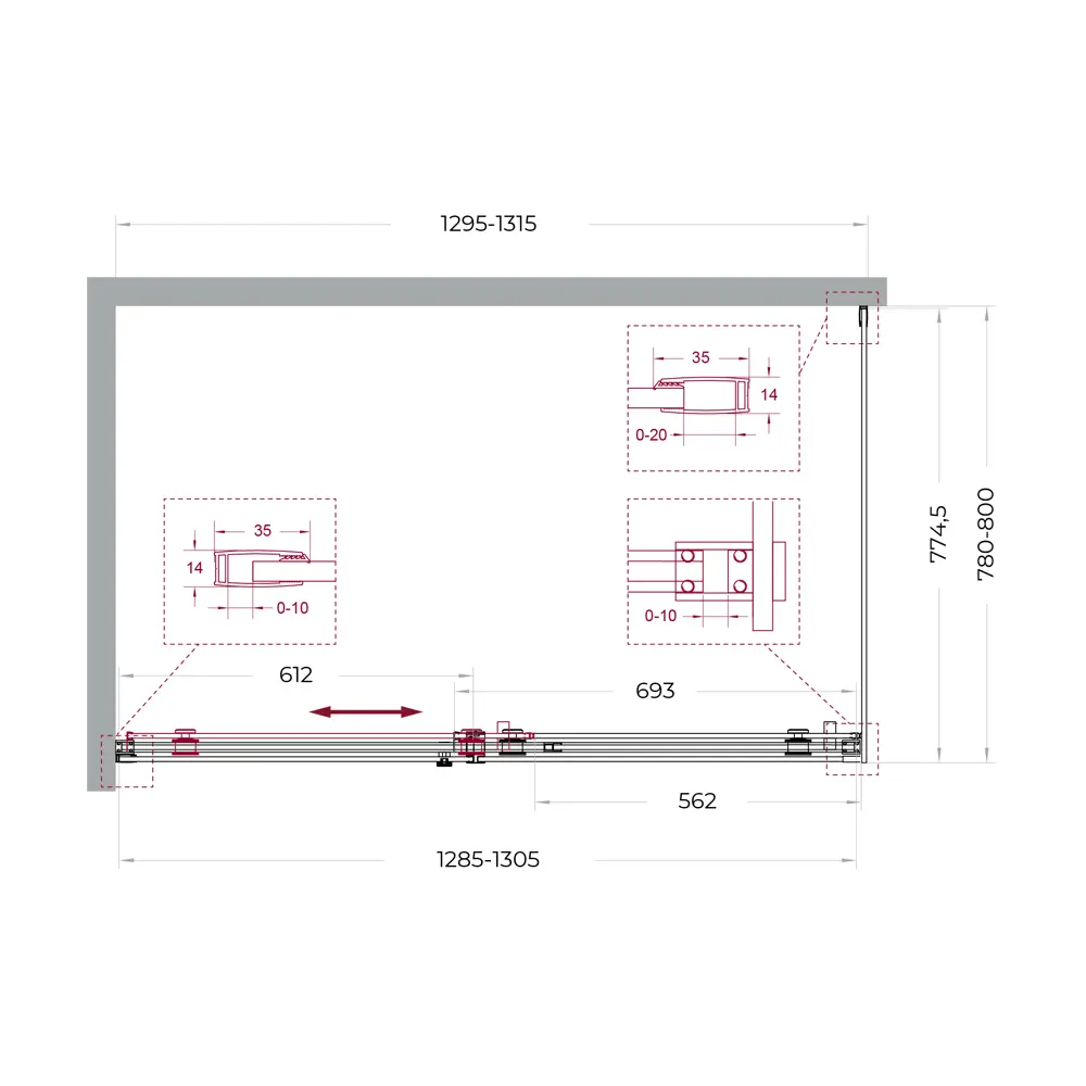 Фото 11 Душевой уголок BelBagno SOFT_CLOSE-2-AH-1-130/80-C-GM профиль никель Фото 11 Душевой уголок BelBagno SOFT_CLOSE-2-AH-1-130/80-C-GM профиль никель