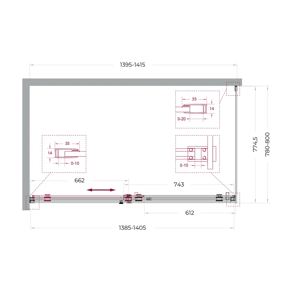 Фото 11 Душевой уголок BelBagno SOFT_CLOSE-2-AH-1-140/80-C-GM профиль никель Фото 11 Душевой уголок BelBagno SOFT_CLOSE-2-AH-1-140/80-C-GM профиль никель