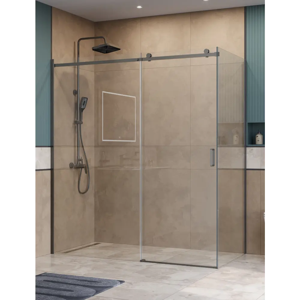 Фото 2 Душевой уголок BelBagno SOFT_CLOSE-2-AH-1-180/100-C-GM профиль никель Фото 2 Душевой уголок BelBagno SOFT_CLOSE-2-AH-1-180/100-C-GM профиль никель