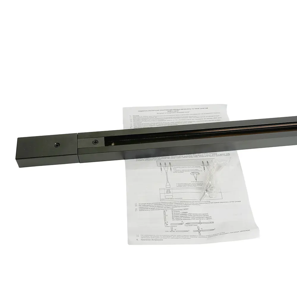 Фото 8 Шинопровод Feron для трековых однофазных светильников черный 1м в наборе токоввод заглушка крепление CAB1007 51890