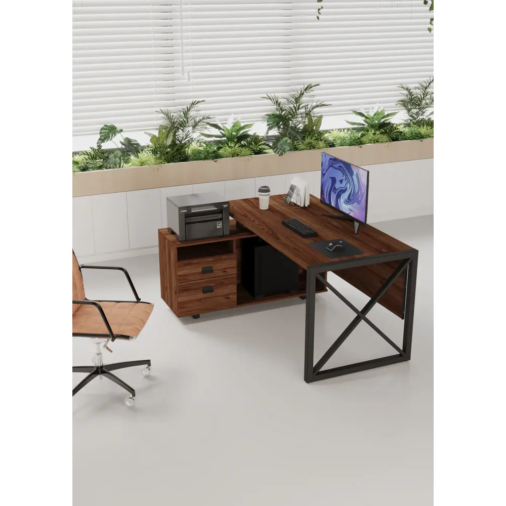 Фото 12 Стол письменный Калифорния мебель Хардвиг ср01 150x76x120 см ЛДСП цвет темный орех Фото 12 Стол письменный Калифорния мебель Хардвиг ср01 150x76x120 см ЛДСП цвет темный орех