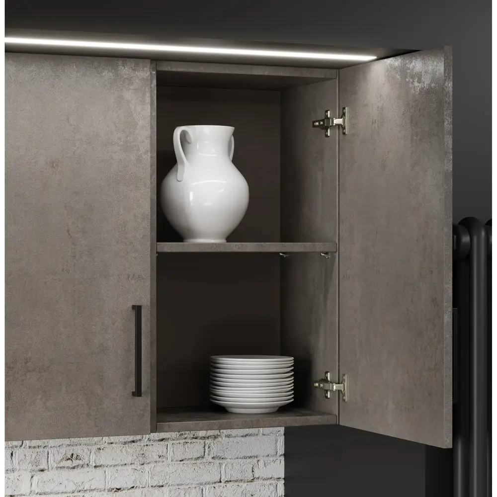 Фото 5 Навесной шкаф Алькона Парма 40x67.5x28.6 см ЛДСП цвет серый Фото 5 Навесной шкаф Алькона Парма 40x67.5x28.6 см ЛДСП цвет серый