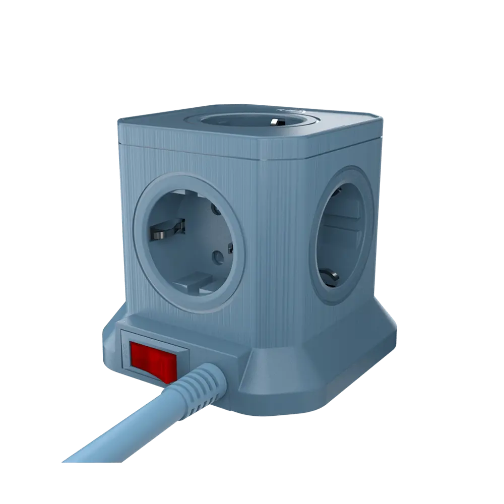 Фото 2 Сетевой фильтр с защитой Agni TP-VE4U5E-2m-blue 3x1.5 2 м 5 розеток с заземлением 4000 Вт цвет синий