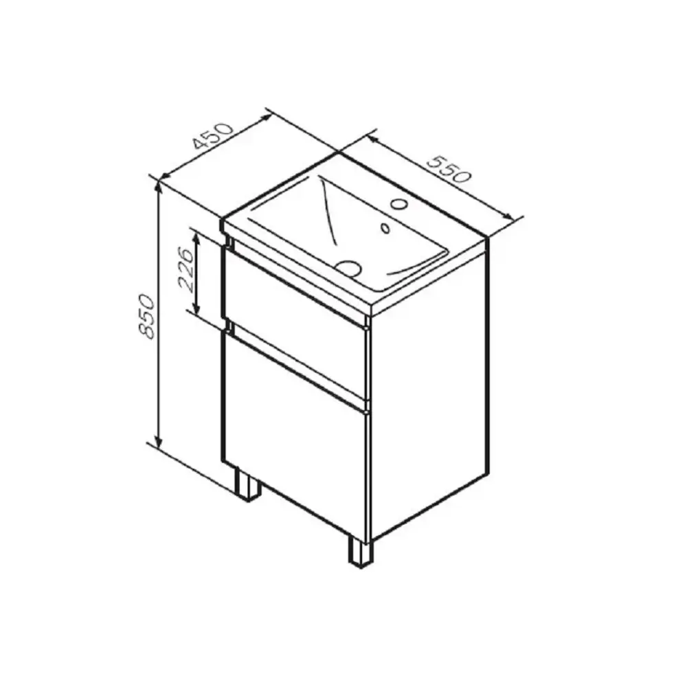 Фото 10 Тумба под раковину напольная Am.pm M85AFSX0552WG_7214 55см цвет белый