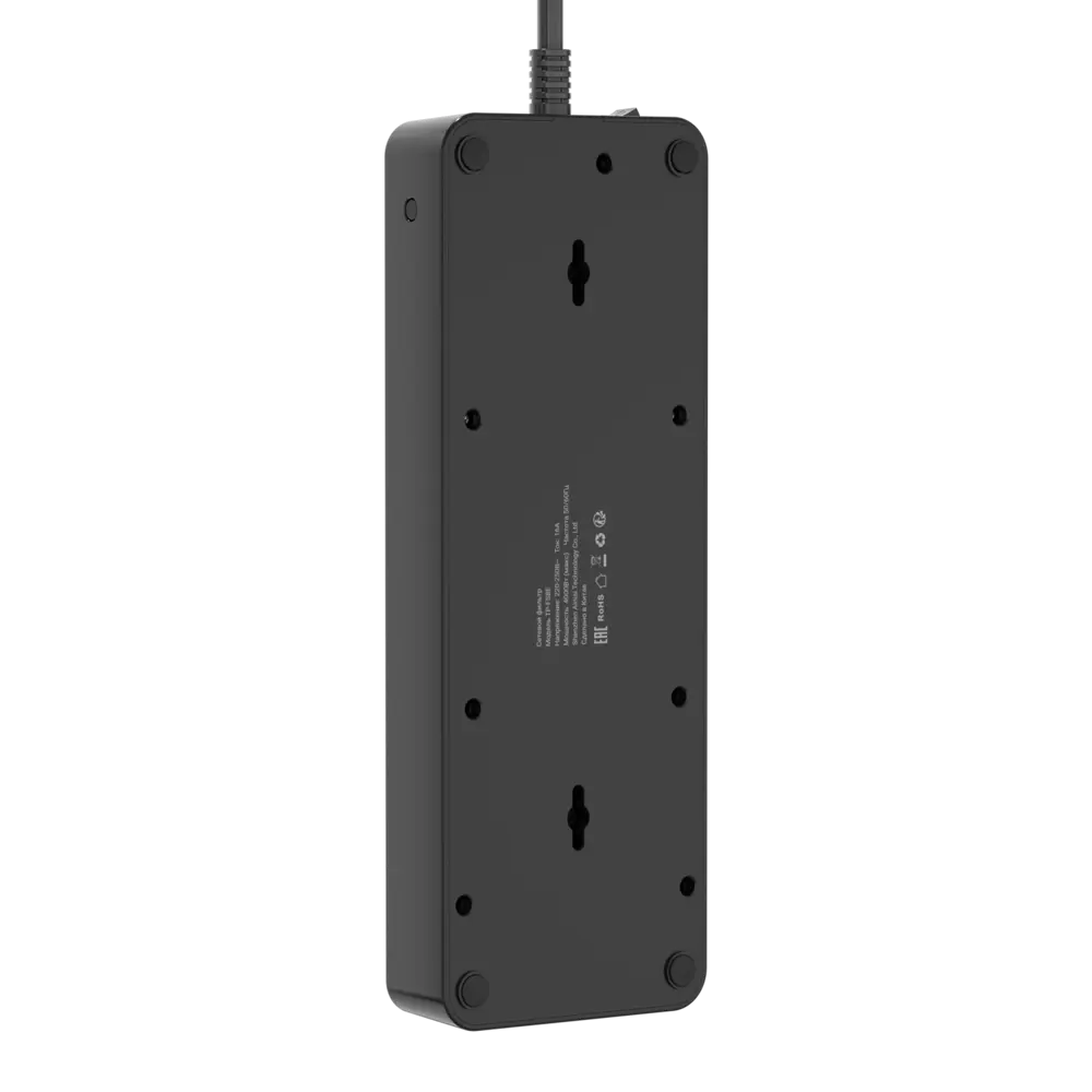 Фото 4 Сетевой фильтр с защитой Agni TP-FS8E-3m-black 3x1.5 3 м 8 розеток с заземлением 4000 Вт цвет черный