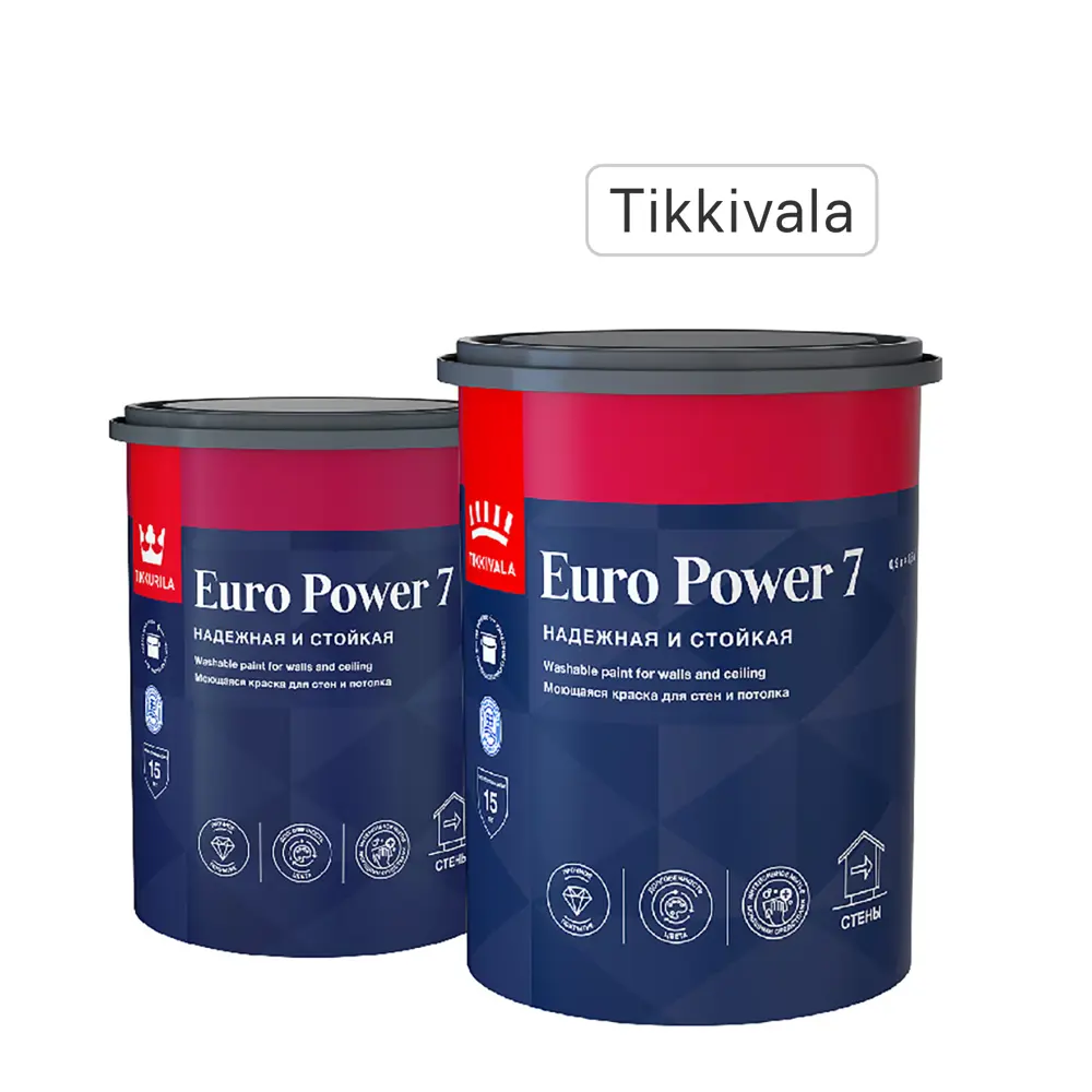 Фото Краска для стен и потолков Tikkurila Euro Power-7 матовая прозрачная база С 0.9 л
