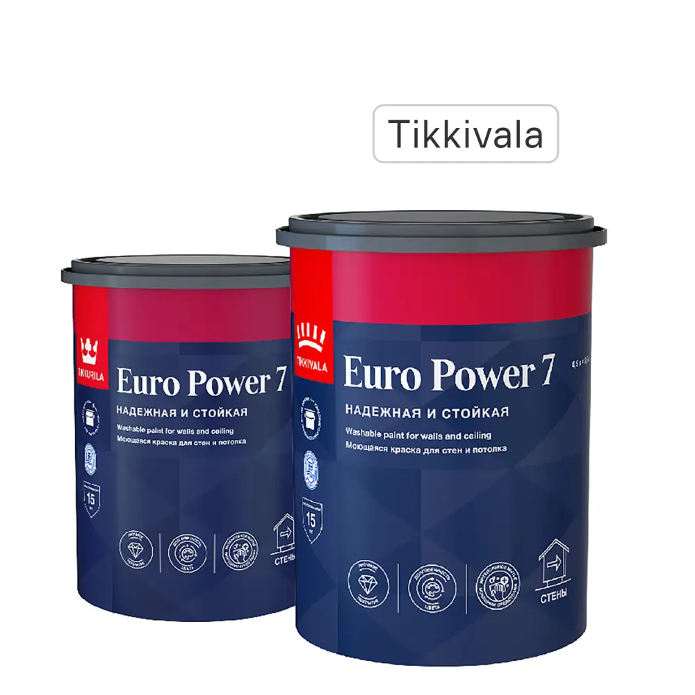 Фото Краска для стен и потолков Tikkivala Euro Power 7 моющаяся матовая цвет белый база А 0.9 л Фото Краска для стен и потолков Tikkivala Euro Power 7 моющаяся матовая цвет белый база А 0.9 л