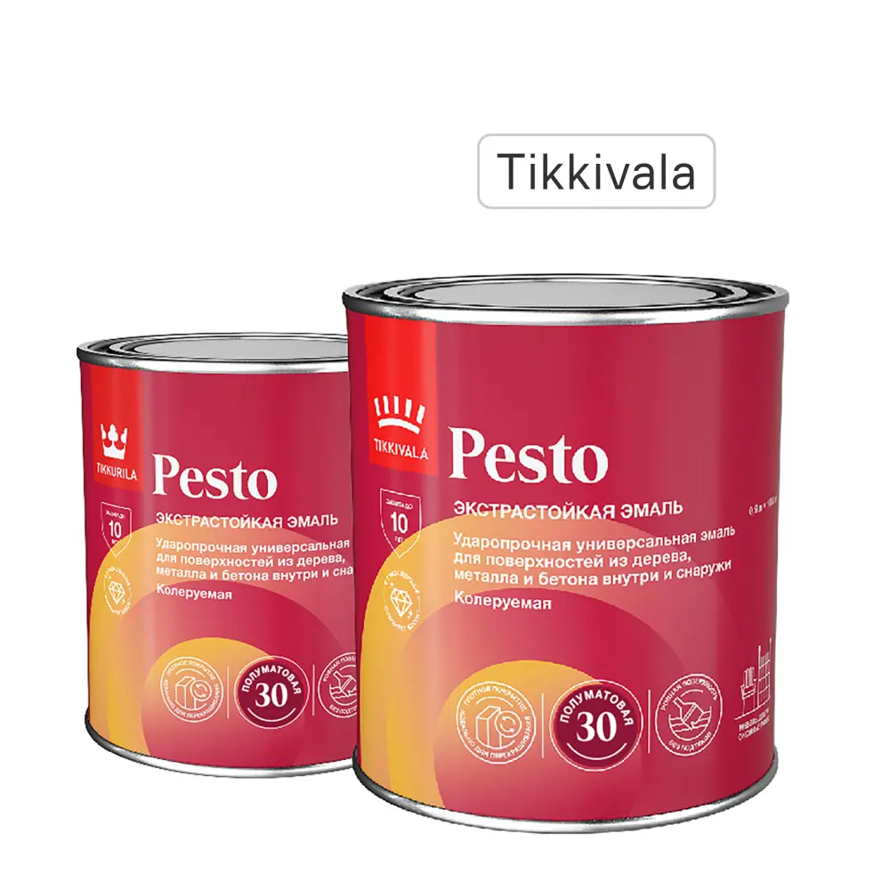 Фото Эмаль Tikkivala Pesto 30 полуматовая цвет белый 0.9 л