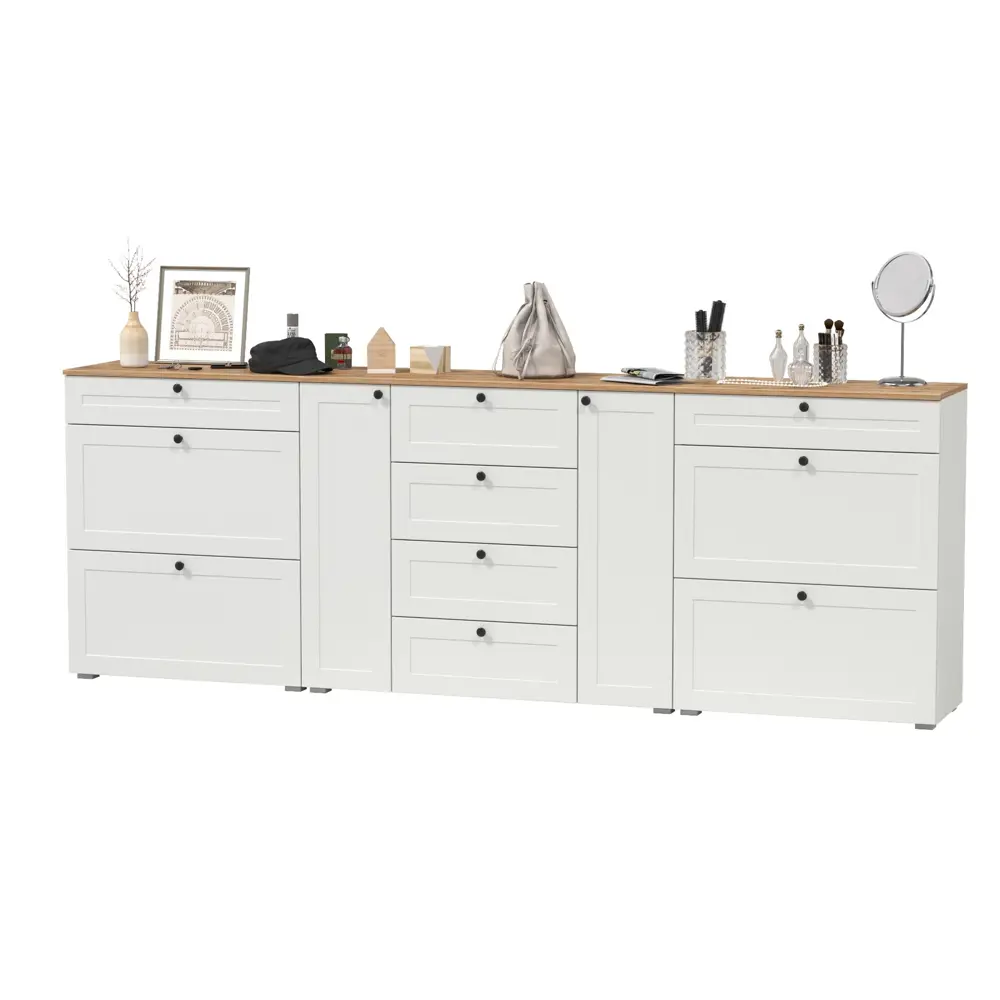 Фото 5 Комплект мебели для прихожей Mobi Остин 16.221+2х16.121-бз 120x99x42 см ЛДСП цвет белый шагрень/дуб крафт золотой Фото 5 Комплект мебели для прихожей Mobi Остин 16.221+2х16.121-бз 120x99x42 см ЛДСП цвет белый шагрень/дуб крафт золотой