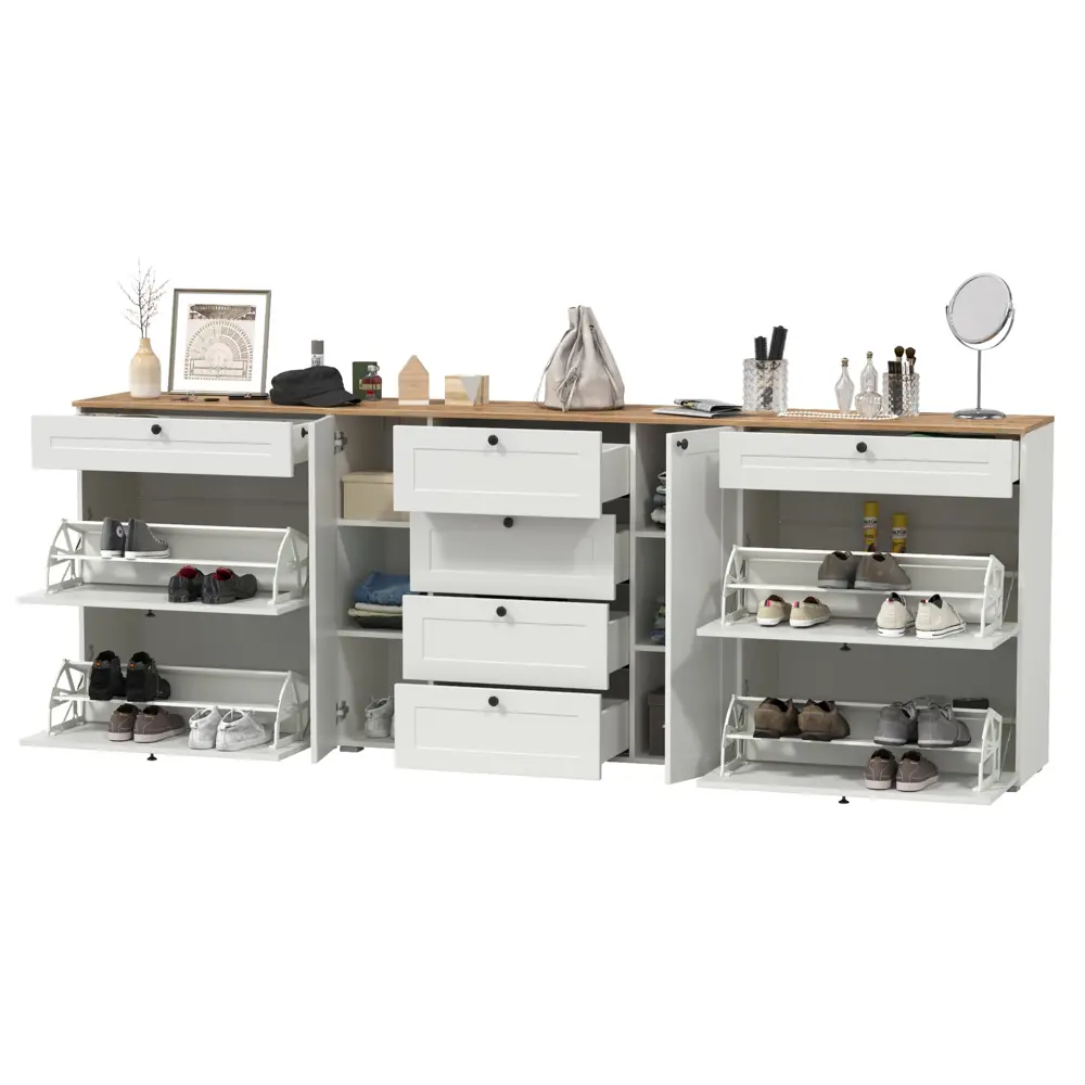 Фото 6 Комплект мебели для прихожей Mobi Остин 16.221+2х16.121-бз 120x99x42 см ЛДСП цвет белый шагрень/дуб крафт золотой Фото 6 Комплект мебели для прихожей Mobi Остин 16.221+2х16.121-бз 120x99x42 см ЛДСП цвет белый шагрень/дуб крафт золотой