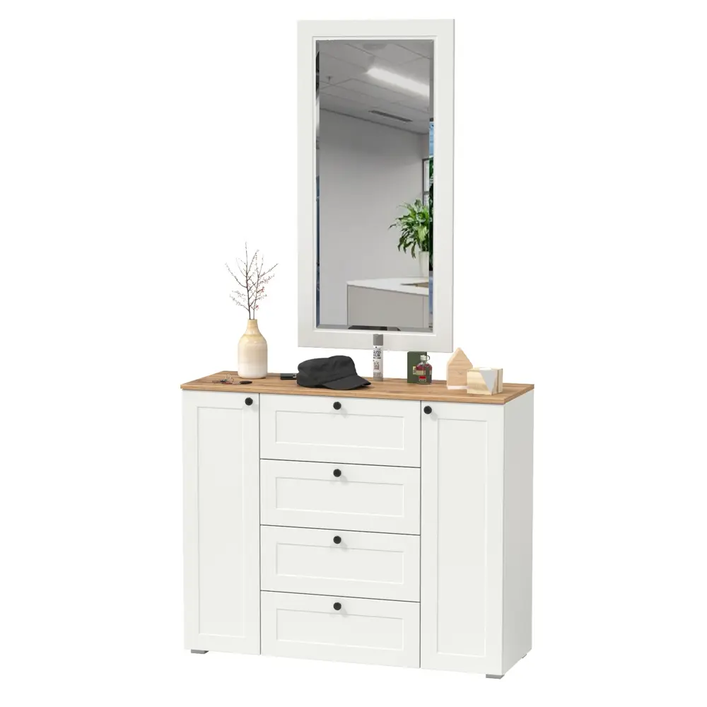 Фото Комплект мебели для прихожей Mobi Остин 16.221+17.03-бз 120x230x42 см ЛДСП цвет елый шагрень/дуб крафт золотой