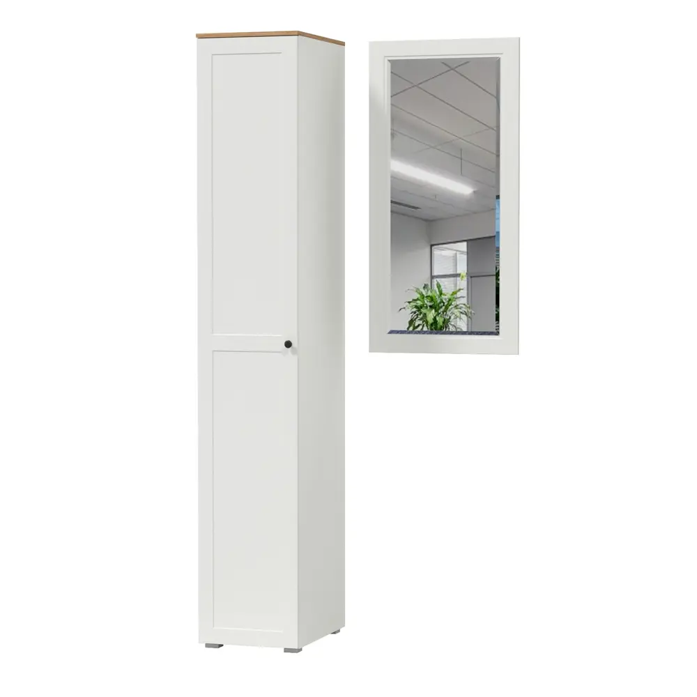 Фото Комплект мебели для прихожей Mobi Остин пр-12-бз 100x230x59 см ЛДСП цвет белый шагрень/дуб крафт золотой Фото Комплект мебели для прихожей Mobi Остин пр-12-бз 100x230x59 см ЛДСП цвет белый шагрень/дуб крафт золотой