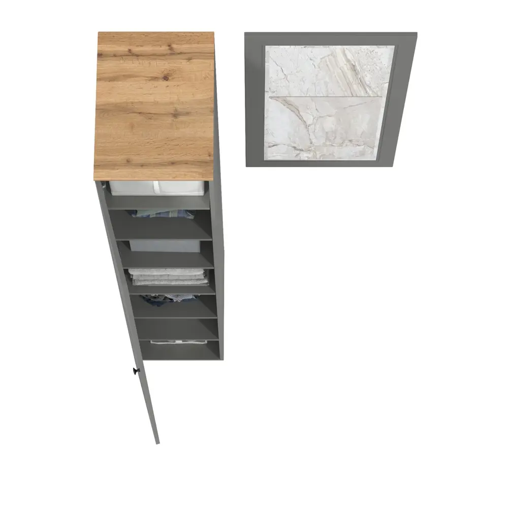 Фото 5 Комплект мебели для прихожей Mobi Остин пр-12-гз 100x230x60 см ЛДСП цвет серый графит/дуб крафт золотой Фото 5 Комплект мебели для прихожей Mobi Остин пр-12-гз 100x230x60 см ЛДСП цвет серый графит/дуб крафт золотой