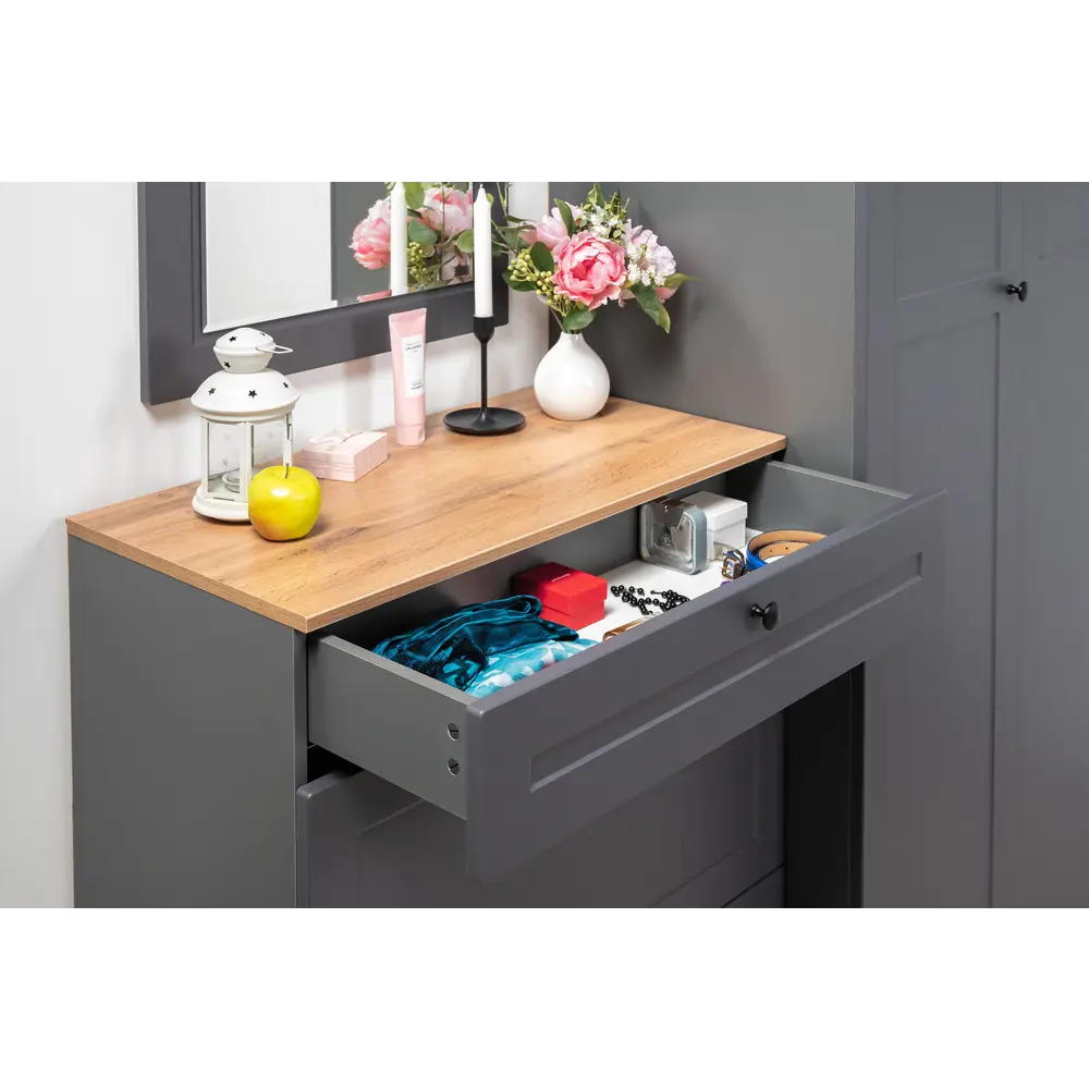 Фото 9 Комплект мебели для прихожей Mobi Остин пр-16-гз 160x230x54 см ЛДСП цвет серый графит/дуб крафт золотой