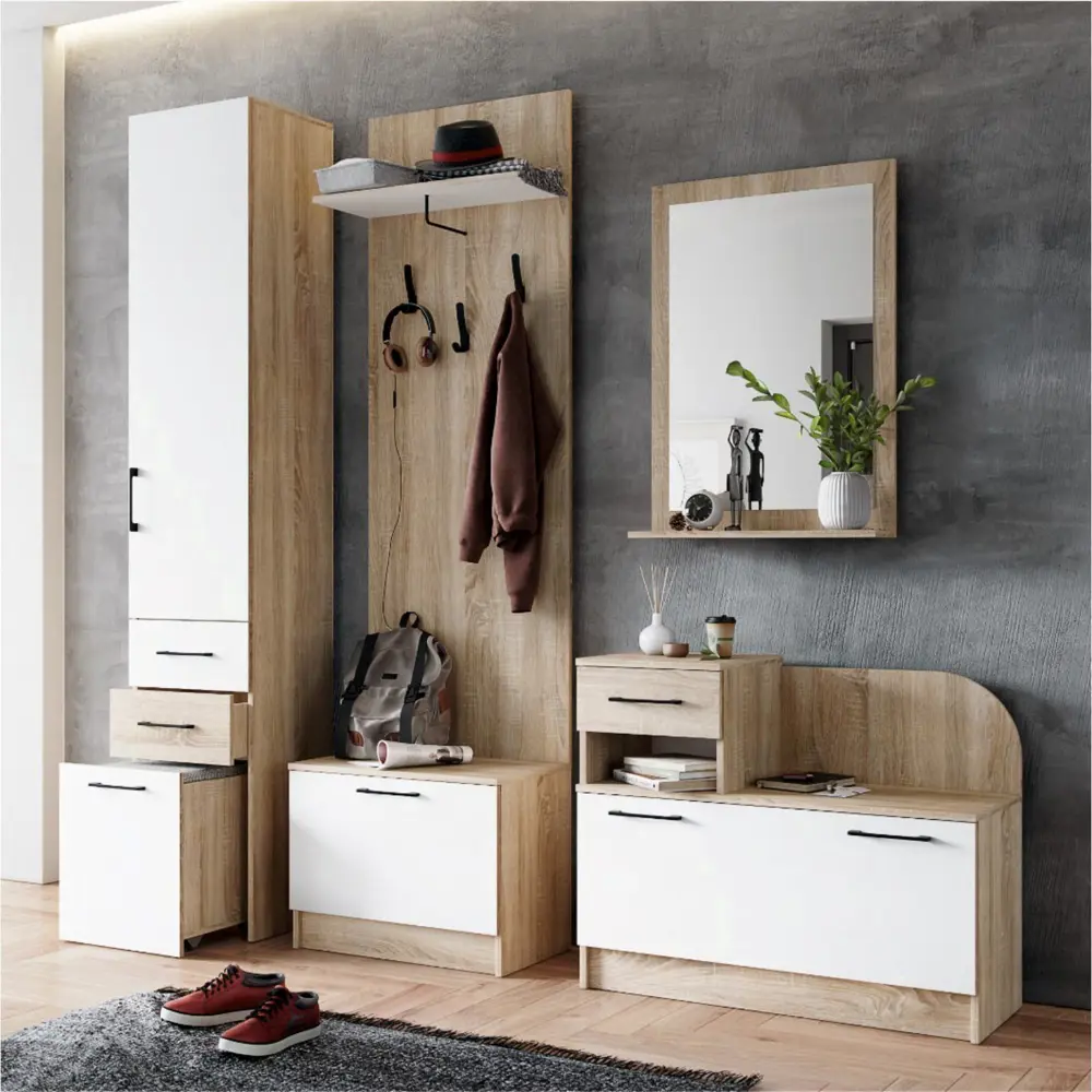 Фото 5 Шкаф-пенал Сима-ленд Денвер с 1 дверью и зеркалом 50x210x188 см ЛДСП цвет дуб сонома/белый Фото 5 Шкаф-пенал Сима-ленд Денвер с 1 дверью и зеркалом 50x210x188 см ЛДСП цвет дуб сонома/белый