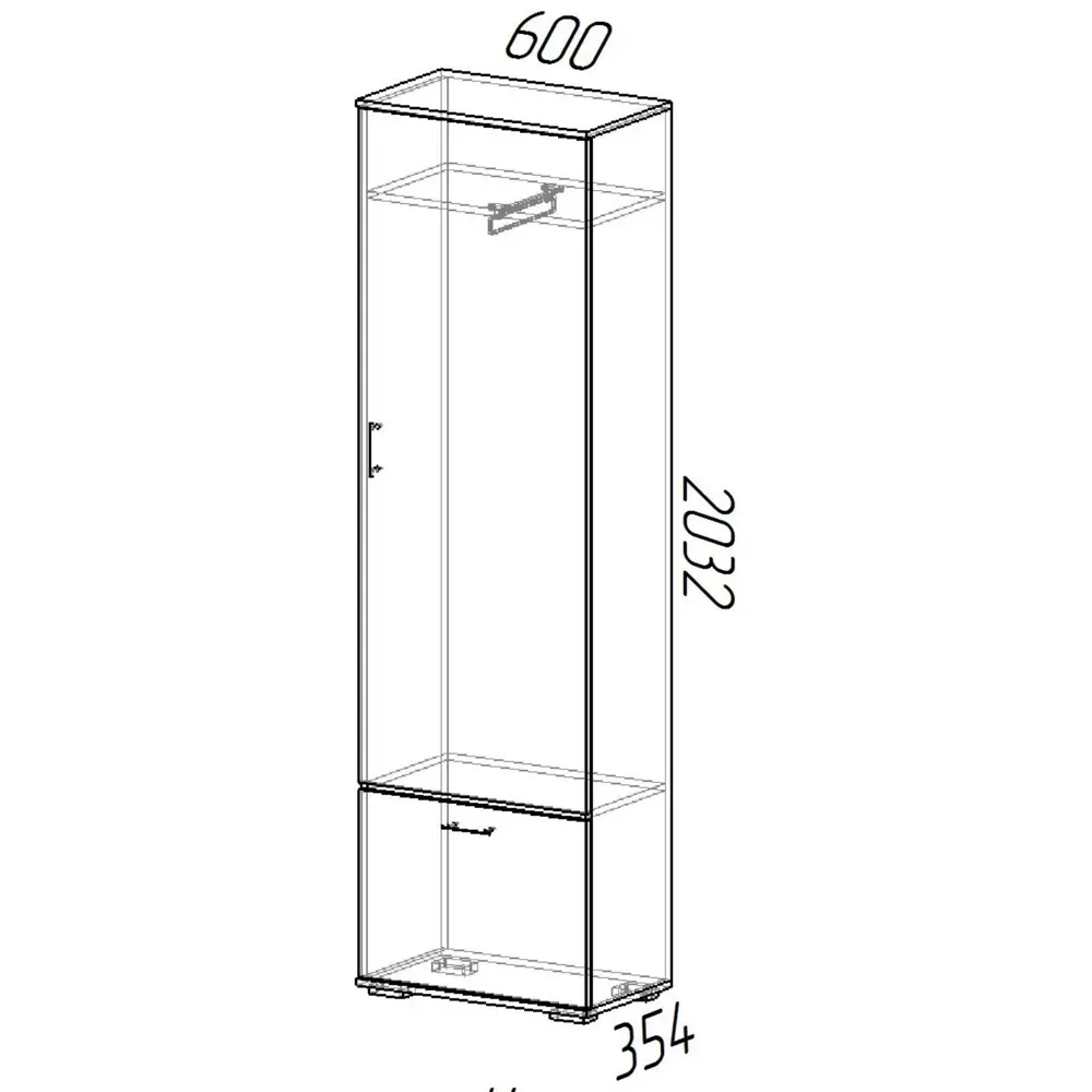 Фото 3 Шкаф распашной Эра Ника с 2 дверями 60x203x35 см ЛДСП цвет белый гладкий