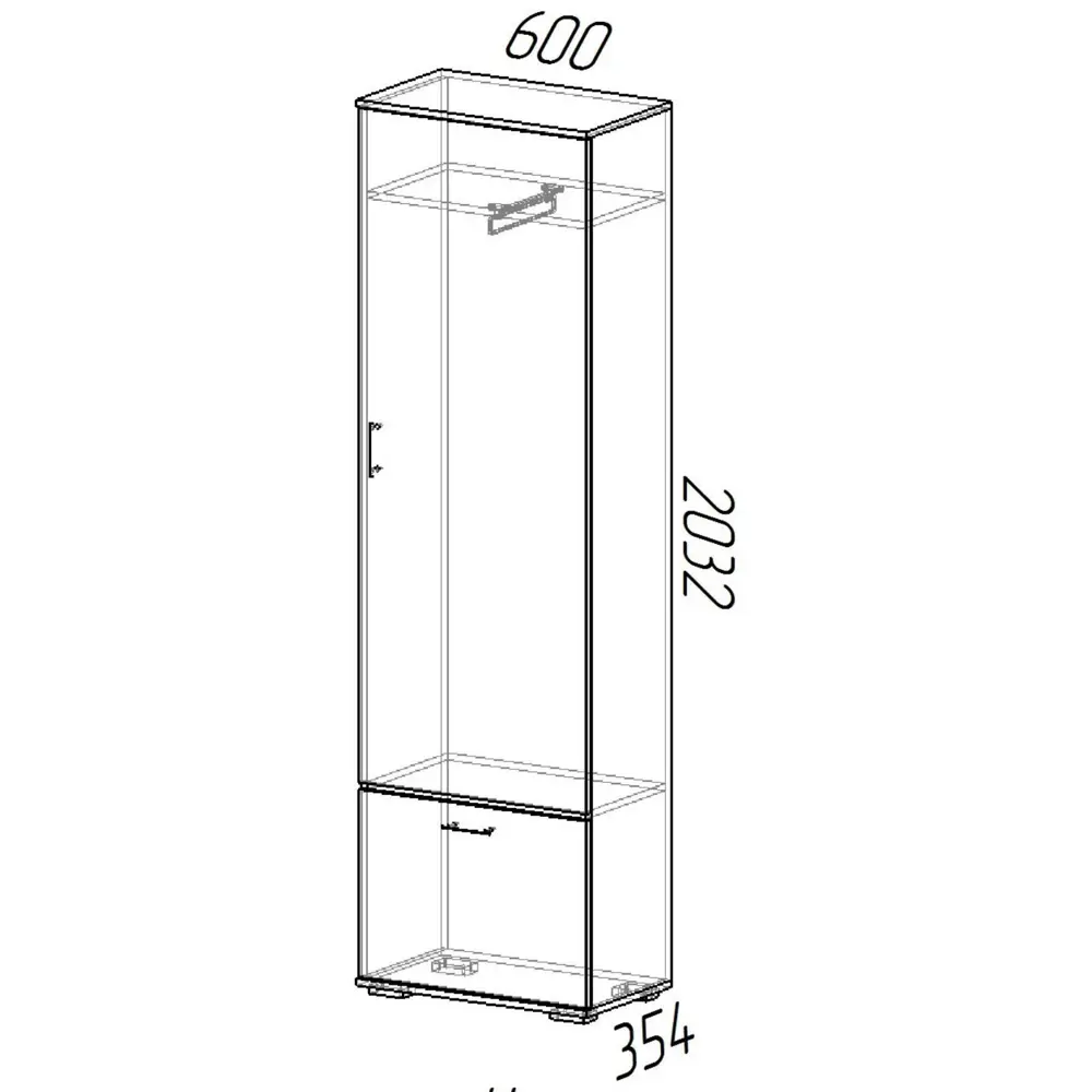 Фото 4 Шкаф распашной Эра Ника с 2 дверями 60x203x35 см ЛДСП цвет белый гладкий