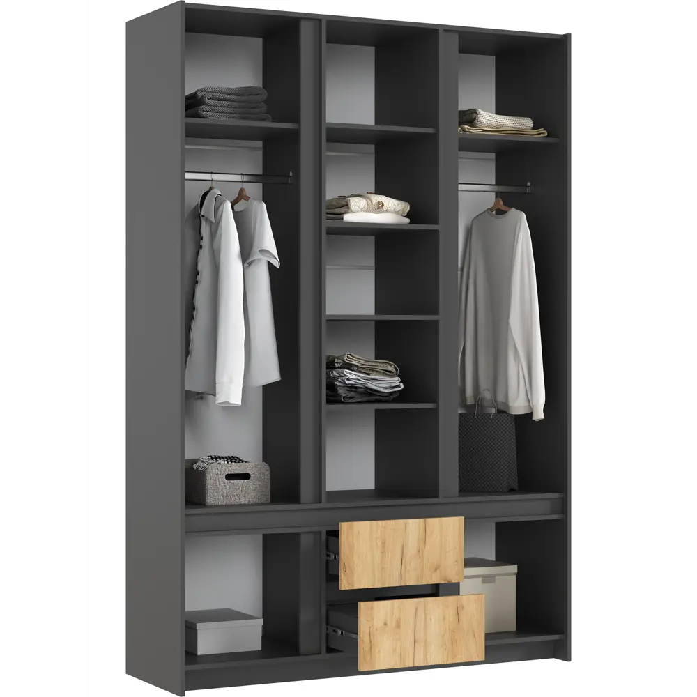 Фото 2 Шкаф распашной Сима-ленд Остин с 3 дверями 150x49x223 см ЛДСП цвет дуб крафт/графит