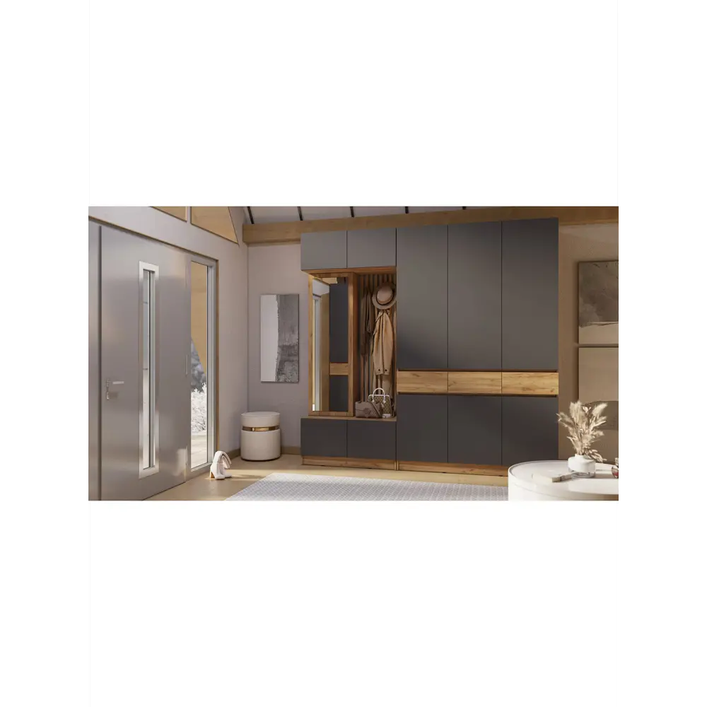 Фото 3 Шкаф распашной Сима-ленд Роджина с 3 дверями 150x52x240 см ЛДСП цвет дуб крафт/графит