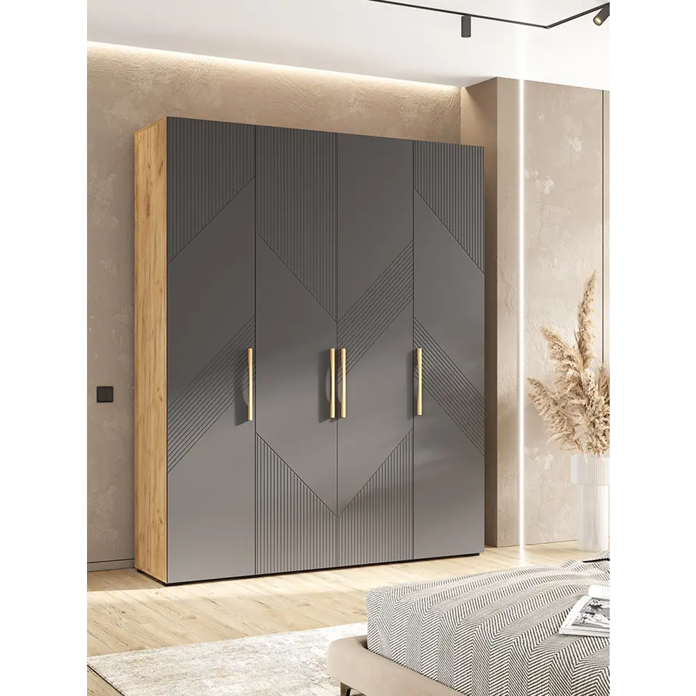 Фото Шкаф распашной Сима-ленд Ирис с 2 дверями 180x50x223 см ЛДСП цвет браш графит/дуб крафт Фото Шкаф распашной Сима-ленд Ирис с 2 дверями 180x50x223 см ЛДСП цвет браш графит/дуб крафт