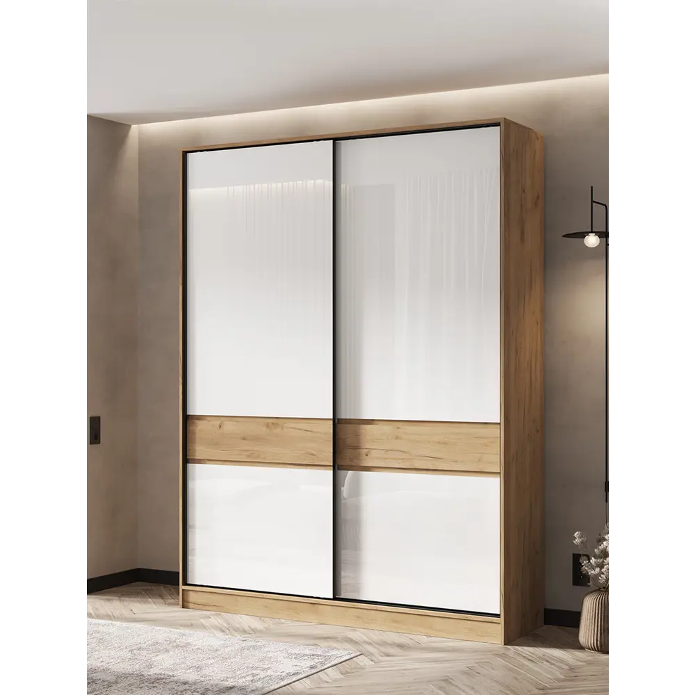 Фото Шкаф-купе Сима-ленд Роджина с 2 дверями 52x180x210 см 3 полки ЛДСП цвет дуб крафт/белый глянец Фото Шкаф-купе Сима-ленд Роджина с 2 дверями 52x180x210 см 3 полки ЛДСП цвет дуб крафт/белый глянец