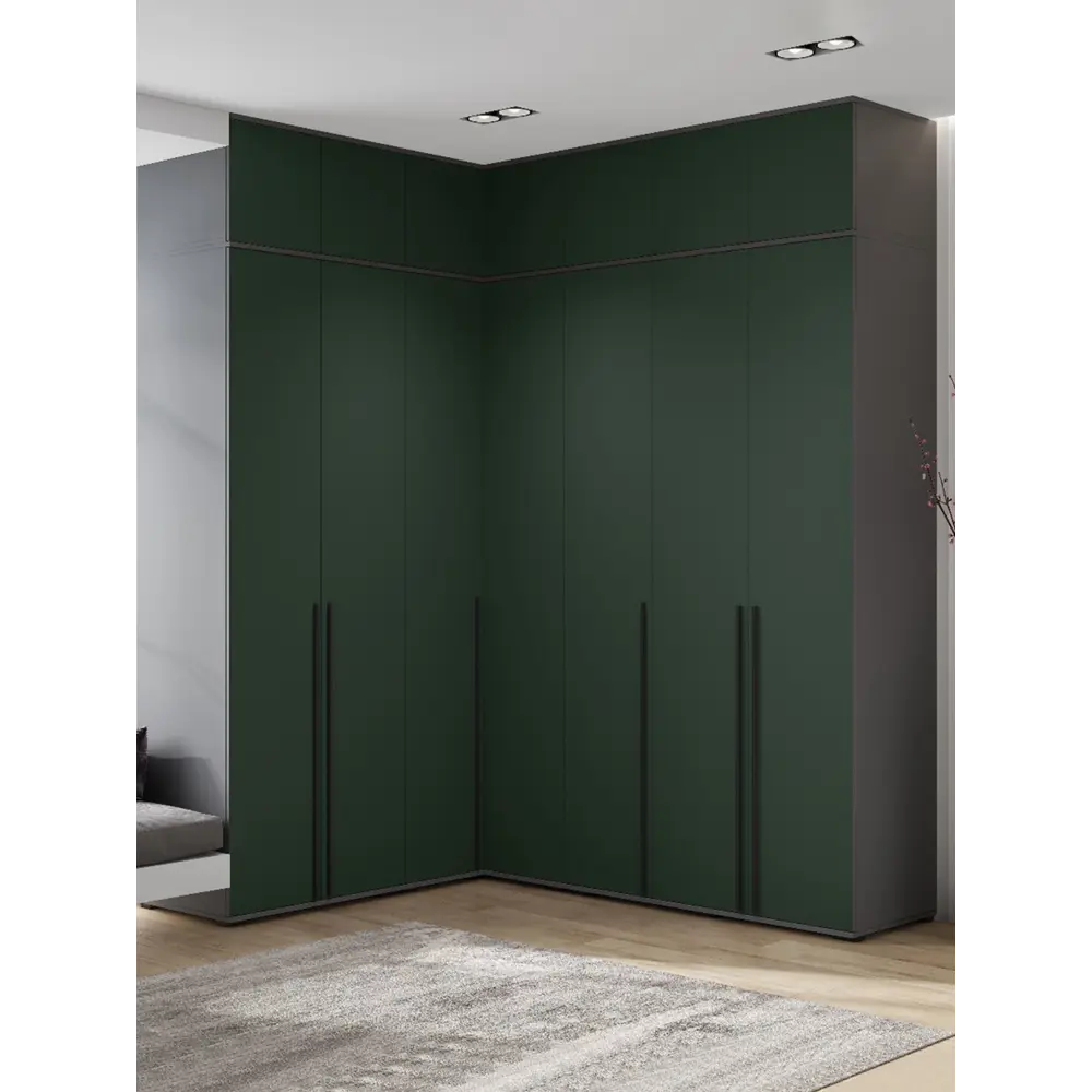 Фото 3 Шкаф распашной Сима-ленд Норд c 2 дверями 90x90x222 см 3 полки ЛДСП цвет изумруд/графит